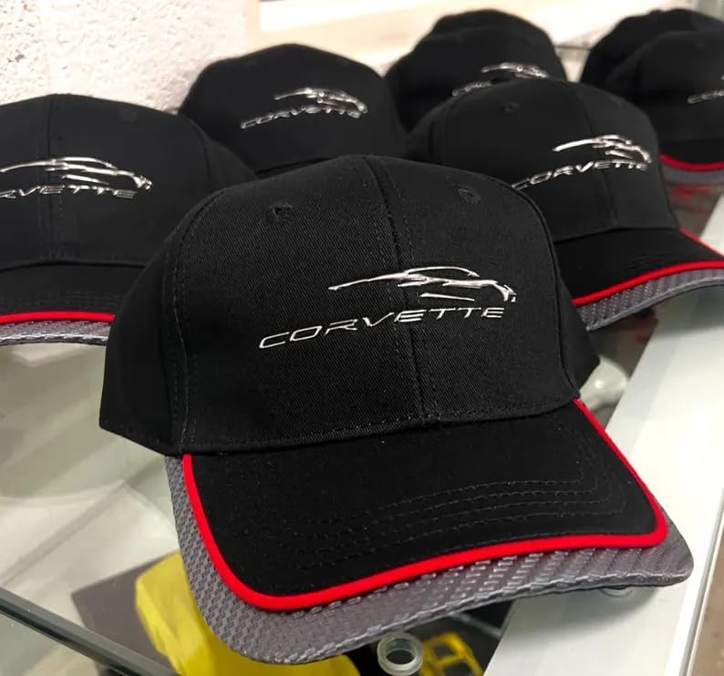 SR1 Performance C8 Corvette Next Generation Gesture Logo Hat - Chevrolet Performance Cap with Carbon Fiber Accent & Red Stripe - Image 2